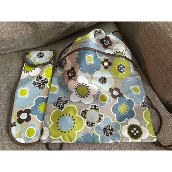 Thirty One Minty Chip Cinch Sac Drawstring Backpack AND Matching Flat Ir… - Picture 1 of 3